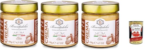 Brontedolci Crema Spalmabile alla Nocciola Streichfähige Brotaufstrich Haselnusscreme 3x 190g in Glas aus Sizilien mit 40% Haselnüssen + Italian Gourmet polpa 400g von Italian Gourmet E.R.