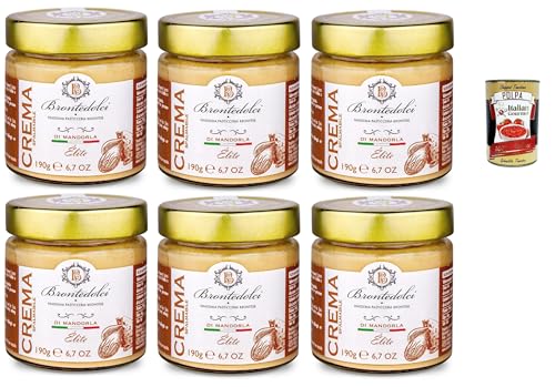 Brontedolci Crema Spalmabile alla Nocciola Streichfähige Brotaufstrich Haselnusscreme 6x 190g in Glas aus Sizilien mit 40% Haselnüssen + Italian Gourmet polpa 400g von Italian Gourmet E.R.