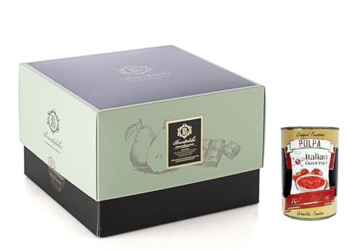 Brontedolci Panettone Pere e Cioccolato di Modica Weihnachtskuchen mit Birnen und Modica Schokolade bedeckt mit dunkler Schokolade 1Kg Box + Italian Gourmet polpa 400g von Italian Gourmet E.R.