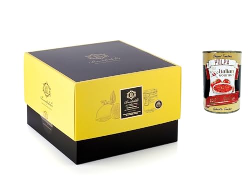 Brontedolci Panettone al Limone Weihnachtskuchen bedeckt mit weißer Schokolade und kandierter Zitronenschale 1Kg Box + Italian Gourmet polpa 400g von Italian Gourmet E.R.