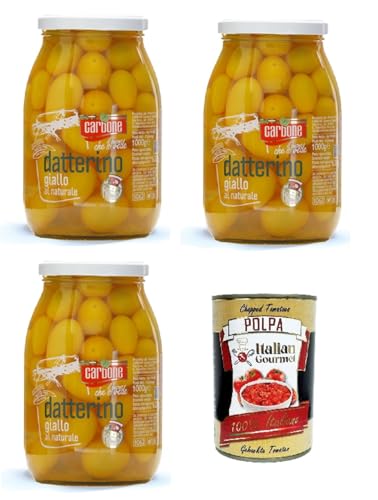 CARBONE – Datterino Giallo naturale Natürlicher gelber Datterino 3x 1kg + Italian Gourmet polpa 400g von Italian Gourmet E.R.