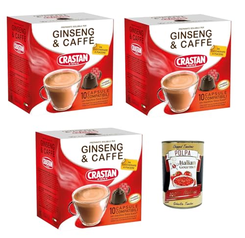 CRASTAN, 30 -Kapseln, Ginseng- und Kaffee-Kapseln, glutenfrei, 100% Made in Italy + Italian Gourmet polpa 400g von Italian Gourmet E.R.