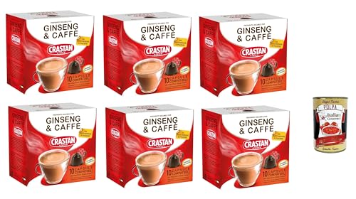 CRASTAN, 60 -Kapseln, Ginseng- und Kaffee-Kapseln, glutenfrei, 100% Made in Italy + Italian Gourmet polpa 400g von Italian Gourmet E.R.