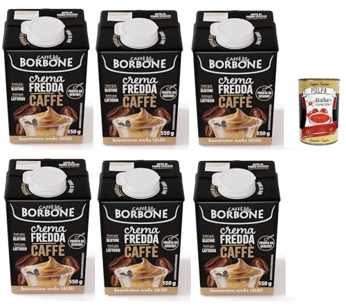 Caffè Borbone Kaffeecreme - Sahne auf Milchbasis mit laktosefreiem, löslichem Kaffee, langlebig UHT - laktose- und glutenfrei 6x 550-Gramm-Kartonpackung + Italian Gourmet polpa 400g von Italian Gourmet E.R.