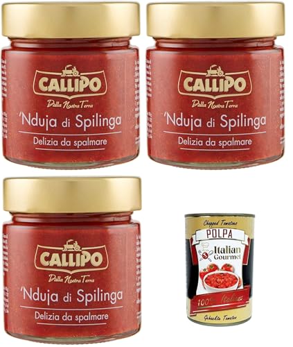 Callipo Nduja di Spilinga, Delizia da spalmare Nduja von Spilinga, köstlicher Aufstrich 3x200gr + Italian Gourmet polpa 400g von Italian Gourmet E.R.