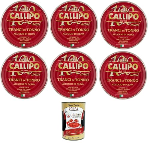 Callipo Tranci di Tonno Olio d’Oliva Latta Thunfischsteaks-Olivenöldose– 6x 300 gr+ Italian Gourmet polpa 400g von Italian Gourmet E.R.