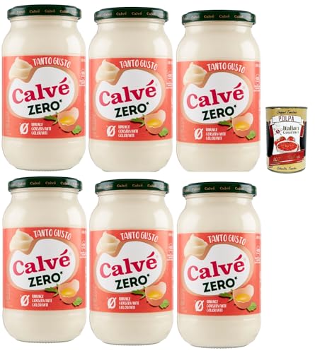 Calvé Zero, Maionische Salsa. Glutenfrei, -55% der Fette, Laktose -frei, Mayonnaise ohne Konservierungsstoffe und Farbstoffe,6x 430 ml + Italian Gourmet polpa 400g von Italian Gourmet E.R.