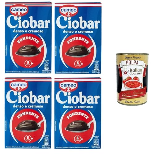 Cameo Ciobar Fondente, Pulver Zubereitung für Heiße Dunkle Schokolade Hot Chocolate 4x 115g-Packung, jede Packung enthält 5 Beutel à 23g + Italian Gourmet polpa 400g von Italian Gourmet E.R.