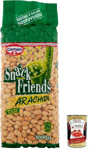 Cameo Snack Friends Arachidi, Geröstete und herzhafte Erdnüsse für Aperitif, Geröstet und gesalzen, ohne Palmöl, Vegan, 1000 g + Italian Gourmet polpa 400g von Italian Gourmet E.R.