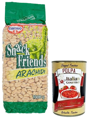 Cameo Snack Friends Arachidi,Geröstete und Gesalzene Erdnüsse Vakuumverpackungen 1Kg + Italian Gourmet Polpa di Pomodoro 400g Dose von Italian Gourmet E.R.