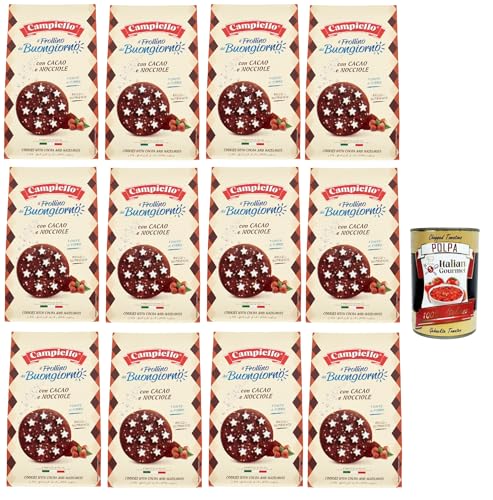 Campiello Il Frollino del Buongiorno con cacao e nocciole Shortbread mit Kakao und Haselnüssen, biscuits cookies 100% Italienische Kekse 12x 350g + Italian Gourmet polpa 400g von Italian Gourmet E.R.