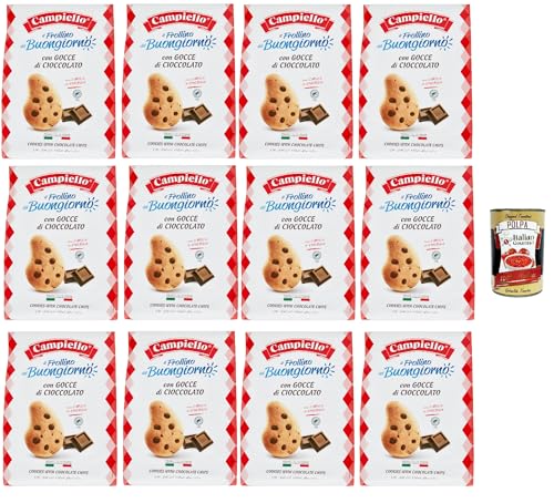 Campiello Il Frollino del Buongiorno con gocce di cioccolato Shortbread mit Schokoladenstückchen. biscuits cookies 100% Italienische Kekse 12x 700g + Italian Gourmet polpa 400g von Italian Gourmet E.R.