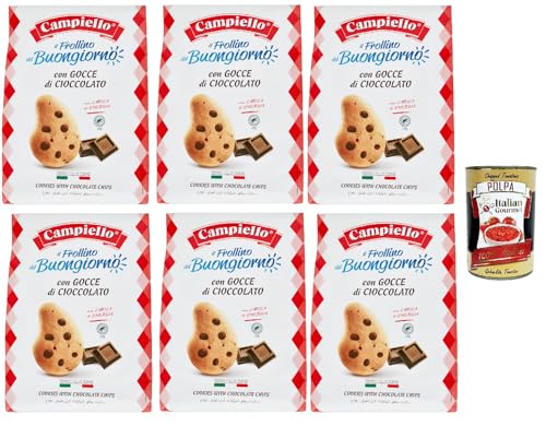 Campiello Il Frollino del Buongiorno con gocce di cioccolato Shortbread mit Schokoladenstückchen. biscuits cookies 100% Italienische Kekse 6x 700g + Italian Gourmet polpa 400g von Italian Gourmet E.R.