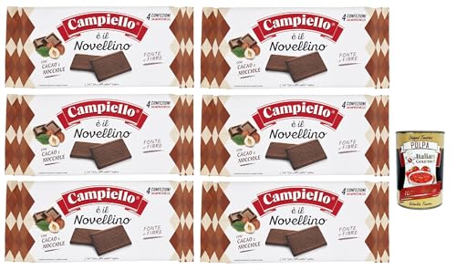 Campiello Novellino con cacao e nocciole, Kekse mit Kakao und Haselnüsse, 6x 350g Kuchen Butterkeks + Italian Gourmet polpa 400g von Italian Gourmet E.R.