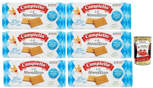 Campiello Novellino light, Kekse ohne Milch & ohne Eier, mit weniger Fett 6x 350g Kuchen Butterkeks + Italian Gourmet polpa 400g von Italian Gourmet E.R.