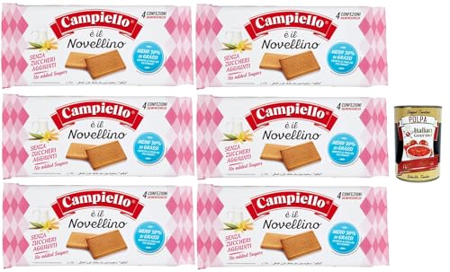 Campiello Novellino senza zuccheri aggiunti, ohne Zuckerzusatz Kekse 6x 350g Kuchen Butterkeks + Italian Gourmet polpa 400g von Italian Gourmet E.R.