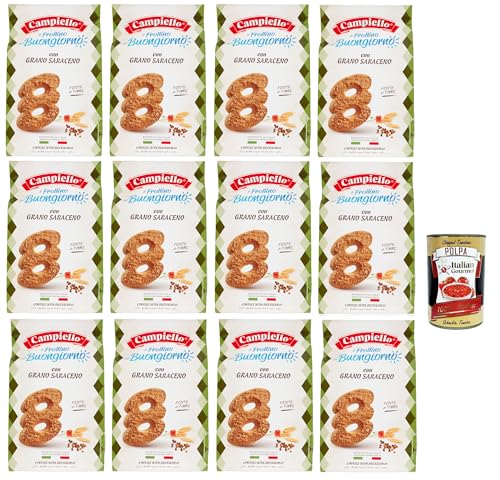 Campiello il Frollino del Buongiorno con Grano Saraceno, Shortbread mit Buchweizen, biscuits cookies 100% Italienische Kekse 12x 350g + Italian Gourmet polpa 400g von Italian Gourmet E.R.