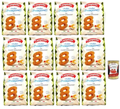 Campiello il Frollino del Buongiorno con Grano Saraceno, Shortbread mit Buchweizen, biscuits cookies 100% Italienische Kekse 12x 700g + Italian Gourmet polpa 400g von Italian Gourmet E.R.