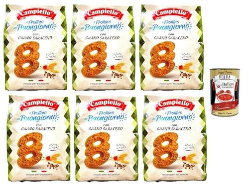 Campiello il Frollino del Buongiorno con Grano Saraceno, Shortbread mit Buchweizen, biscuits cookies 100% Italienische Kekse 6x 700g + Italian Gourmet polpa 400g von Italian Gourmet E.R.