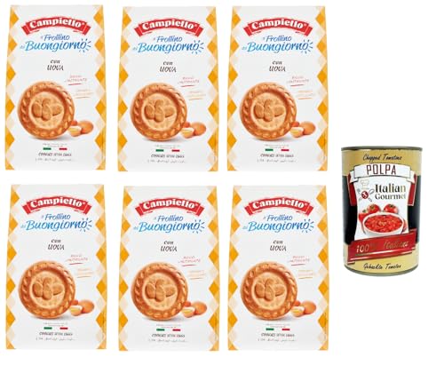 Campiello il Frollino del Buongiorno con Uova, Keks -Shortbread mit Eiern, cookies with eggs, 6x 350 g + Italian Gourmet polpa 400g von Italian Gourmet E.R.