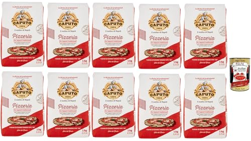 Caputo Pizzeria "00" weicher Weizenmehl, Ideales Mehl für gut hydrierte, leichte und perfekte Sauerteig -Teig, Mehl für die klassische neapolitanische Pizza, 10x 1 kg + Italian Gourmet polpa 400g von Italian Gourmet E.R.