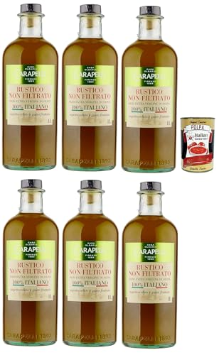 Carapelli, olio extra vergine di oliva Rustico Non Filtrato, 100% Italiano, 100% italienisch Rustikal Native Olivenöl. 6x 1lt + Italian Gourmet polpa 400g von Italian Gourmet E.R.