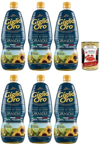 Carapelli Giglio Oro Olio di Semi di girasole, Sonnenblumenöl, Speiseöl Frittieröl 100% Italienisches Öl 6x 1Lt + Italian Gourmet polpa 400g von Italian Gourmet E.R.