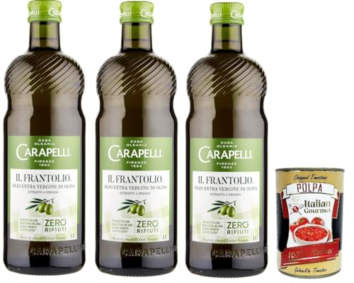 Carapelli Il Frantolio Extra Natives Olivenöl 3x 1L olio extra vergine di oliva + Italian Gourmet polpa 400g von Italian Gourmet E.R.