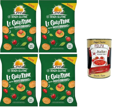 Céréal Le gallettine Gusto Mediterraneo Kekse mit mediterranem Geschmack 4x 70gr + Italian Gourmet polpa 400g von Italian Gourmet E.R.