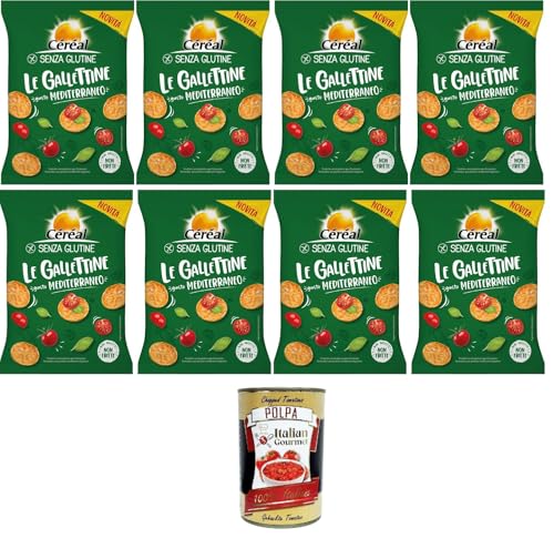 Céréal Le gallettine Gusto Mediterraneo Kekse mit mediterranem Geschmack 8x 70gr + Italian Gourmet polpa 400g von Italian Gourmet E.R.