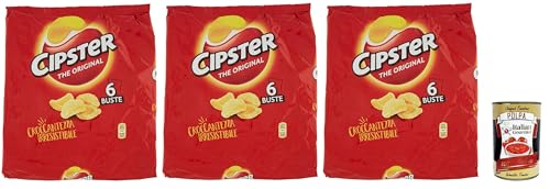 Cipster the Original, Chips di Patate Croccanti, Knusprige Kartoffelchips, leichter Geschmack und ikonische Form, 3x 132 g + Italian Gourmet polpa 400g von Italian Gourmet E.R.