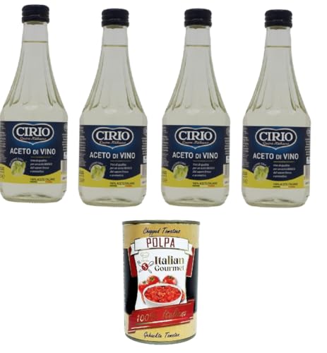 Cirio Aceto Di Vino Bianco Weißweinessig 4x500ml + Italian Gourmet Polpa di Pomodoro 400g von Italian Gourmet E.R.