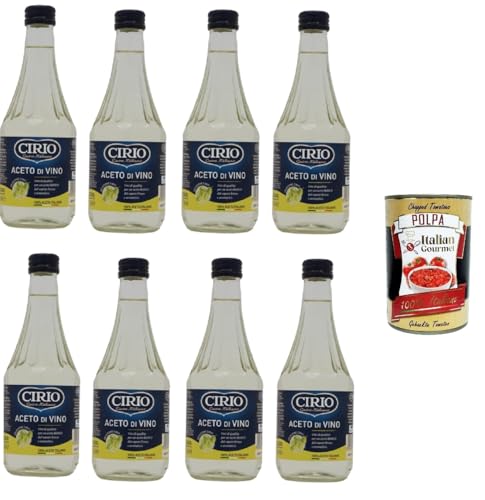 Cirio Aceto Di Vino Bianco Weißweinessig 8x500ml + Italian Gourmet Polpa di Pomodoro 400g von Italian Gourmet E.R.