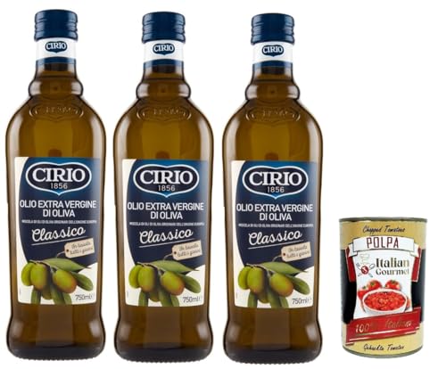 Cirio Olio Extra Vergine Di Oliva Classico, Classic extra native Olivenöl 3x 750ml + Italian Gourmet polpa 400g von Italian Gourmet E.R.