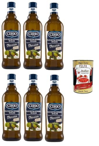 Cirio Olio Extra Vergine Di Oliva Classico, Classic extra native Olivenöl 6x 750ml + Italian Gourmet polpa 400g von Italian Gourmet E.R.