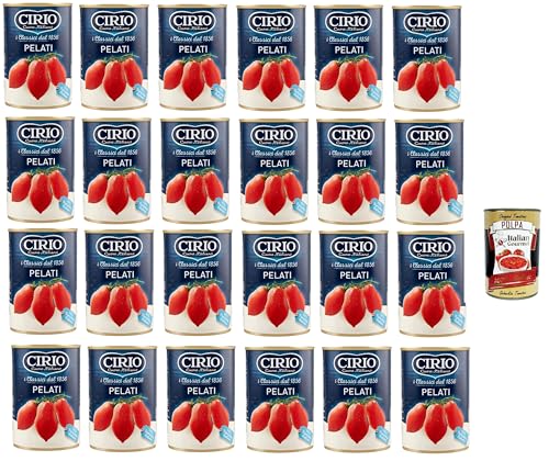 Cirio Pelati, Geschälte Tomaten, tomato sauce aus Italien Dosen, 100%, 100% Italienisch, 24x 400g + Italian Gourmet polpa 400g von Italian Gourmet E.R.