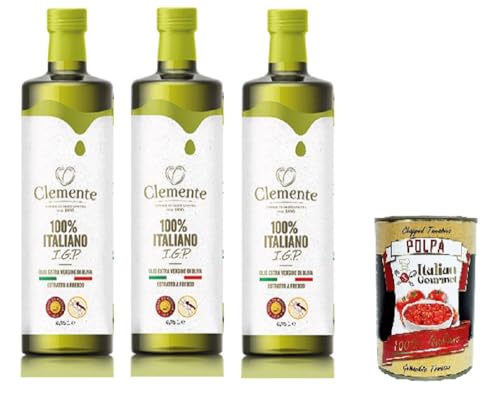 Clemente – natives Olivenöl extra I.G.P. Puglia 3x 750ml+ Italian Gourmet polpa 400g von Italian Gourmet E.R.