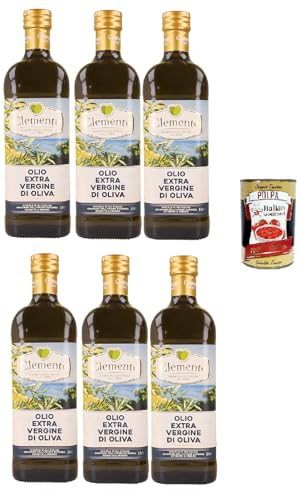 Clemtente, Olio extra vergine di oliva Premium, kaltgepresst natives Olivenöl extra 6x 1l + Italian Gourmet polpa 400g von Italian Gourmet E.R.