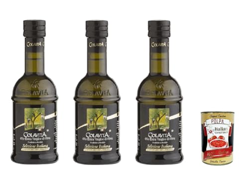 Colavita Olio Extra Vergine Di Oliva Selezione Italiana 3x 250ml, Natives Olivenöl extra 100% italienisch + Italian Gourmet polpa 400g von Italian Gourmet E.R.