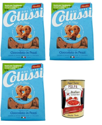 Colussi Biscotti Frollino con Cioccolato in Pezzi Butterkekse mit Schokoladenstückchen Kekse Biscuits 3x500g+ Italian Gourmet polpa 400g von Italian Gourmet E.R.