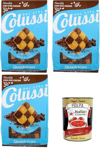 Colussi Quadricao Biscotti con Cacao e Cereali Antichi Kekse mit Kakao und altem Getreide 3x450 g+ Italian Gourmet polpa 400g von Italian Gourmet E.R.