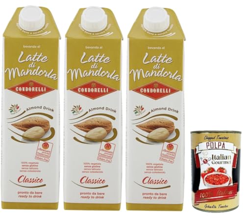 Condorelli Bevanda dolce alla mandorla, almond drink, Erfrischendes Mandelgetränk, soft drink 3x 1lt + Italian Gourmet polpa 400g von Italian Gourmet E.R.