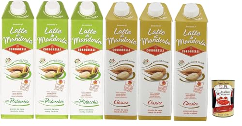 Condorelli Testpaket Bevanda dolce alla mandorla e pistacchio, almond drink with pistachio, Erfrischendes Mandelgetränk, soft drink 6x 1lt + Italian Gourmet polpa 400g von Italian Gourmet E.R.