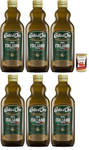 Costa d'Oro, Olio 100% Italiano, Extra Nativ Virgin Olivenöl, kalt extrahiert, aus 100% italienischen Oliven. 6x 750ml + Italian Gourmet polpa 400g von Italian Gourmet E.R.