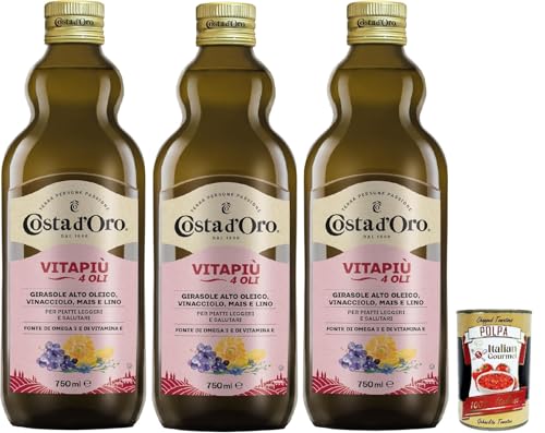 Costa d'Oro – Vitapiù 4 oli, 750 ml. Öl reich an Omega 3 und 6 und Vitamin E. 3x 75 cl. + Italian Gourmet polpa 400g von Italian Gourmet E.R.