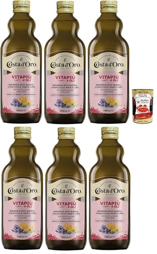 Costa d'Oro – Vitapiù 4 oli, 750 ml. Öl reich an Omega 3 und 6 und Vitamin E. 6x 75 cl. + Italian Gourmet polpa 400g von Italian Gourmet E.R.