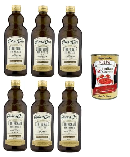 Costa d'Oro l'Integrale Vollkorn natürliches ungefiltertes natives Olivenöl extra, 6x 750 ml + Italian Gourmet polpa 400g von Italian Gourmet E.R.