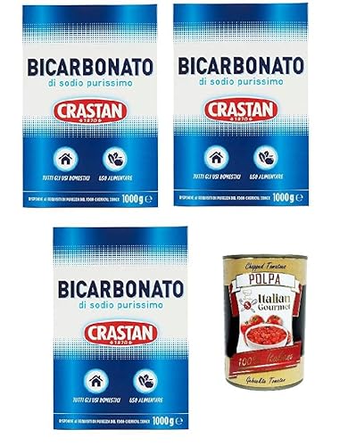 Crastan Bicarbonato di sodio purissimo reines Natriumbicarbonat für den Heimgebrauch und für Lebensmittel 3x 1000g + Italian Gourmet polpa 400g von Italian Gourmet E.R.