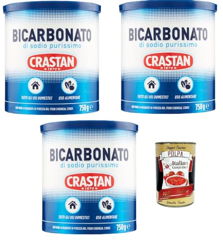 Crastan Bicarbonato di sodio purissimo reines Natriumbicarbonat für den Heimgebrauch und für Lebensmittel 3x 750g + Italian Gourmet polpa 400g von Italian Gourmet E.R.