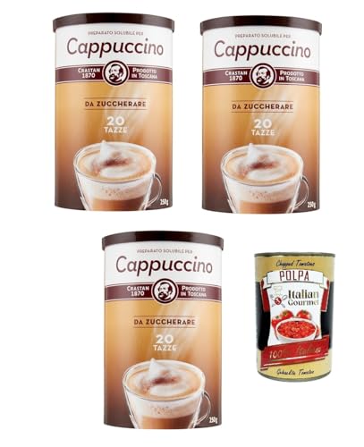 Crastan Cappuccino Classico da zuccherare Instantkaffee, Cappuccino löslicher ungesüßt 3x 250g + Italian Gourmet polpa 400g von Italian Gourmet E.R.